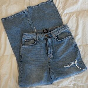 BDG Urban Outfitters High Rise Flare Jeans Distressed Light Wash Size 30 Y2K